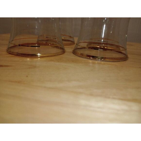 Vintage MCM  Anchor Hocking, Ribbed, hour glass shaped, gold rimmed drinking gla - Picture 5 of 9